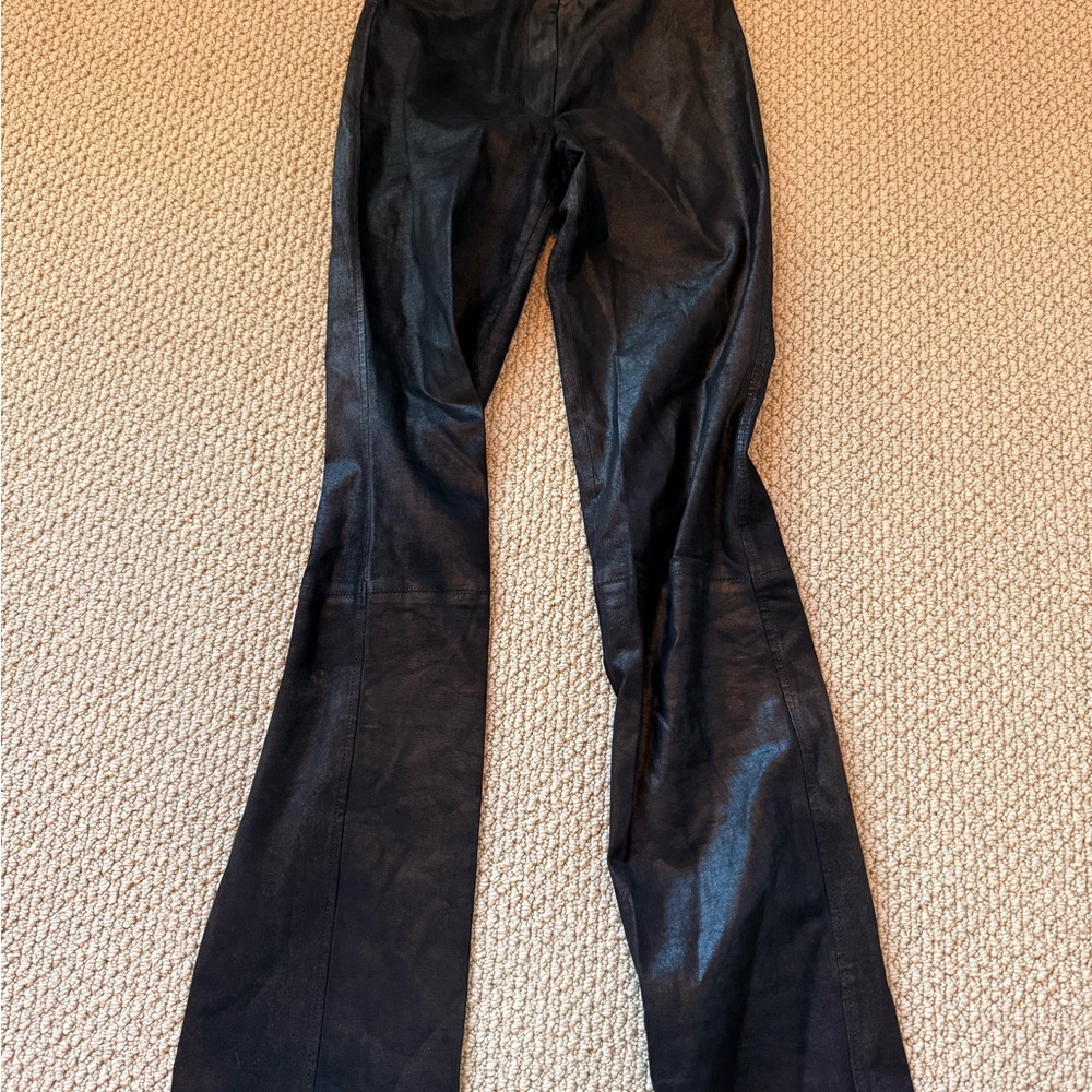 Black Flared Women's leather Jeans